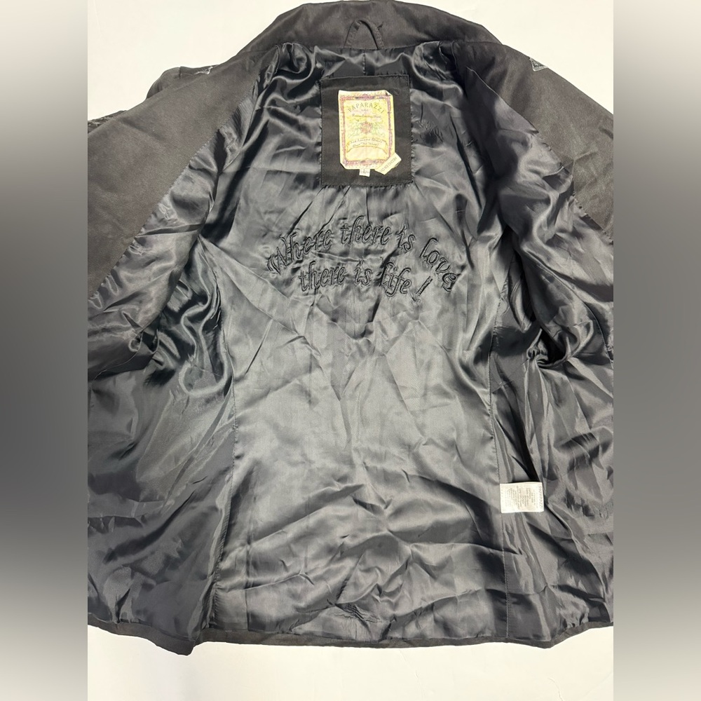 Vintage Paparazzi Chic Black Embroidered Women's button up jacket size L - Picture 9 of 14